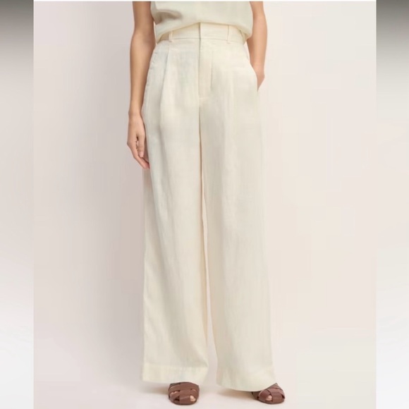Everlane Cream Wide Leg Linen Pants - Picture 3 of 6
